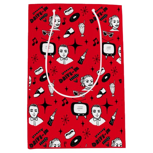 Nostalgischer Retro-Stil der 50er Jahre Mittlere Geschenktüte (Vorderseite)