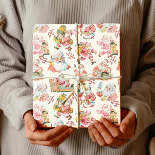 Nostalgischer Retro Weihnachten in Creme Geschenkpapier