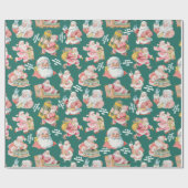 Nostalgischer Retro Weihnachten in Grün Geschenkpapier (Flach)