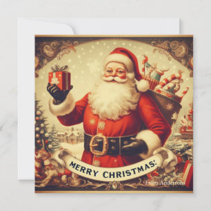 Nostalgischer Retro-Weihnachtsmann Frohe Weihnacht Feiertagskarte