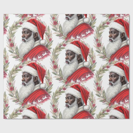 Nostalgischer schwarzer Weihnachtsmann Geschenkpapier (Flach)