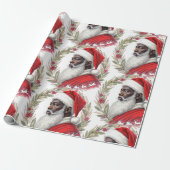 Nostalgischer schwarzer Weihnachtsmann Geschenkpapier (Ungerollt)