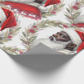 Nostalgischer schwarzer Weihnachtsmann Geschenkpapier (Ecke)