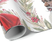Nostalgischer schwarzer Weihnachtsmann Geschenkpapier (Rolleneckpunkt)