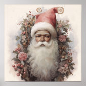 Nostalgischer schwarzer Weihnachtsmann mit rosa Bl Poster (Vorne)