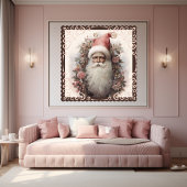 Nostalgischer schwarzer Weihnachtsmann mit rosa Bl Poster