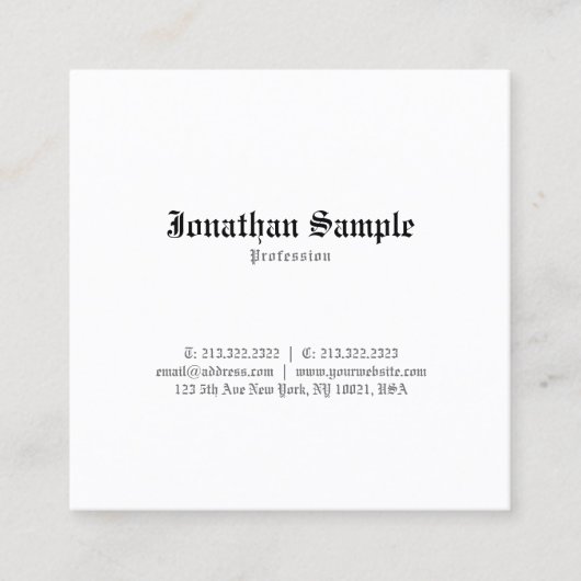 Nostalgischer stilvoller klassischer quadratische visitenkarte (Vorderseite)