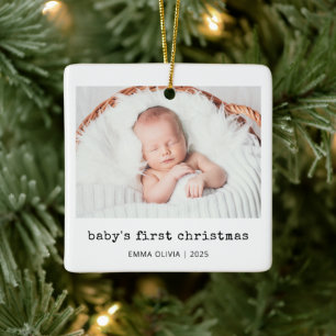 Nostalgischer Typ Baby's erstes Weihnachtsfoto Keramikornament