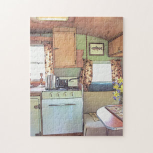 Nostalgischer Vintage-Camper-Reiseanhänger Küche Puzzle