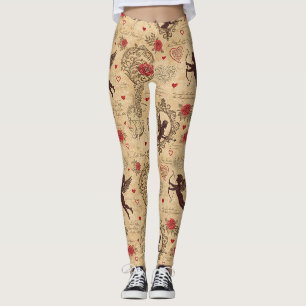 Nostalgischer Vintage-Cupid Valentinstag Liebe Leggings