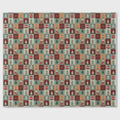 Nostalgischer vintage Ferien-Patchwork-Quilt Geschenkpapier (Flach)