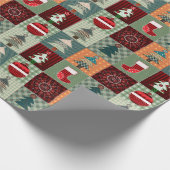 Nostalgischer vintage Ferien-Patchwork-Quilt Geschenkpapier (Ecke)