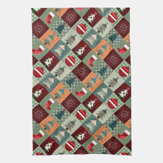 Nostalgischer vintage Ferien-Patchwork-Quilt Handtuch (Vertikal)