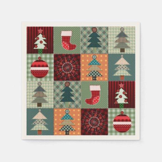 Nostalgischer vintage Ferien-Patchwork-Quilt Serviette (Vorderseite)