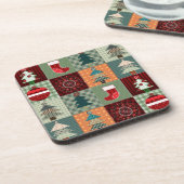 Nostalgischer vintage Ferien-Patchwork-Quilt Untersetzer (Linke Seite)