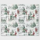 Nostalgischer Vintage-Rotgrün-Weihnachtsmann Geschenkpapier (Flach)