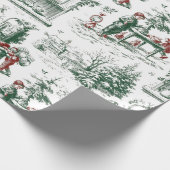 Nostalgischer Vintage-Rotgrün-Weihnachtsmann Geschenkpapier (Ecke)