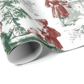 Nostalgischer Vintage-Rotgrün-Weihnachtsmann Geschenkpapier (Rolleneckpunkt)