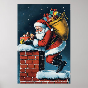 Nostalgischer Vintage-Weihnachtsmann Poster