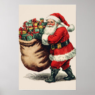 Nostalgischer Vintage-Weihnachtsmann Poster