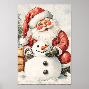 Nostalgischer Vintage-Weihnachtsmann Poster
