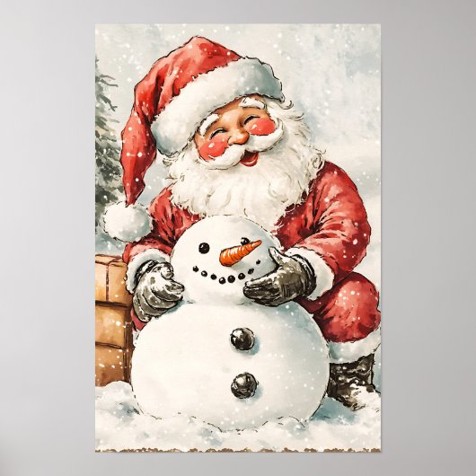 Nostalgischer Vintage-Weihnachtsmann Poster (Vorne)