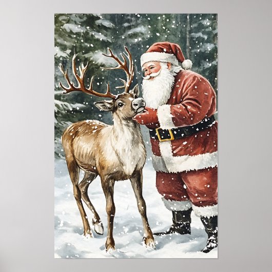 Nostalgischer Vintage-Weihnachtsmann Poster (Vorne)