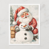 Nostalgischer Vintage-Weihnachtsmann Postkarte (Vorderseite)
