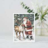 Nostalgischer Vintage-Weihnachtsmann Postkarte (Stehend Vorderseite)