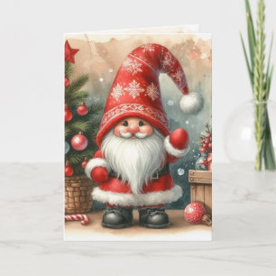Nostalgischer Vintage-Weihnachtsmann-Wasserfarben Karte