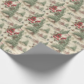 Nostalgischer Wald-Weihnachtsmann Geschenkpapier (Ecke)