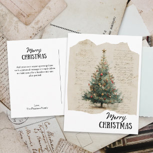 Nostalgischer Weihnachtsbaum Vintage-Journal Feiertagspostkarte