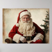 Nostalgischer Weihnachtsmann am Weihnachtsbaum Poster (Vorne)