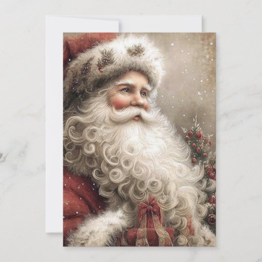 Nostalgischer Weihnachtsmann Frohe Feiertage Flat Karte (Vorderseite)