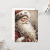 Nostalgischer Weihnachtsmann Frohe Feiertage Flat Karte (Vorderseite/Rückseite Beispiel)