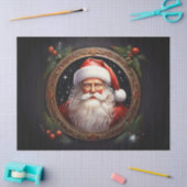 Nostalgischer Weihnachtsmann im goldenen Rahmen De Seidenpapier (Basteln)