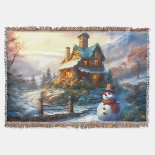 Nostalgischer Weihnachtsschneemann Vintage Hütte Decke