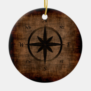 Nostalgisches altes Kompassrosendesign Keramikornament