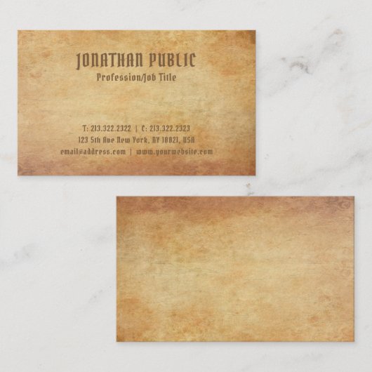 Nostalgisches altes Papier prächtig dick aussehen  Visitenkarte (Vorne/Hinten)