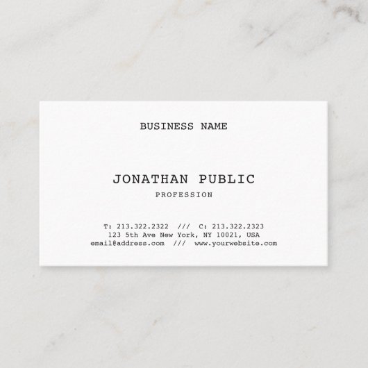 Nostalgisches Aussehen Elegante klassische Minimal Visitenkarte (Vorderseite)