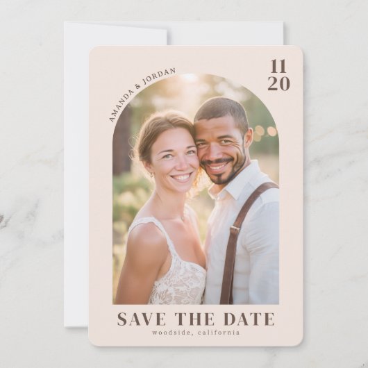 Nostalgisches Beige Vintage-Foto Save The Date (Vorderseite)