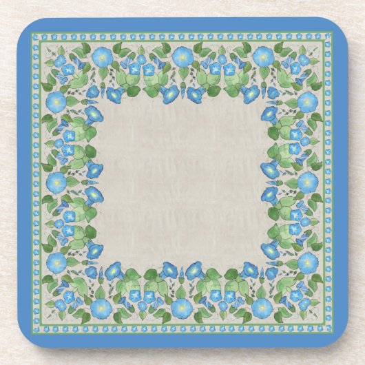 Nostalgisches Blue Morning Glory Set der Untersetz Getränkeuntersetzer (Vorderseite)