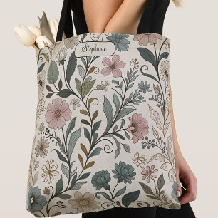 Nostalgisches Blumenmuster Stylische Tragetasche C Tasche