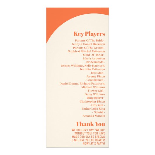 Nostalgisches Charm Retro-Hochzeitsprogramm Werbekarte (Hinten)