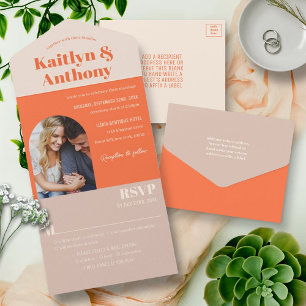 Nostalgisches Charm Retro Wedding Foto All In One Einladung