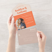 Nostalgisches Charm Retro Wedding Foto All In One Einladung (Abreißen)