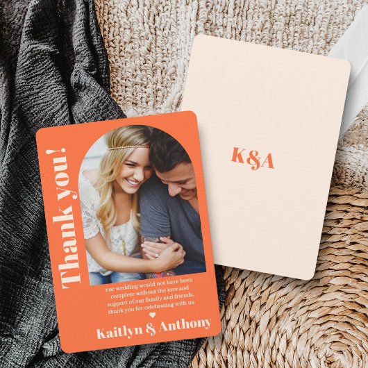 Nostalgisches Charm Retro Wedding Foto Dankeskarte