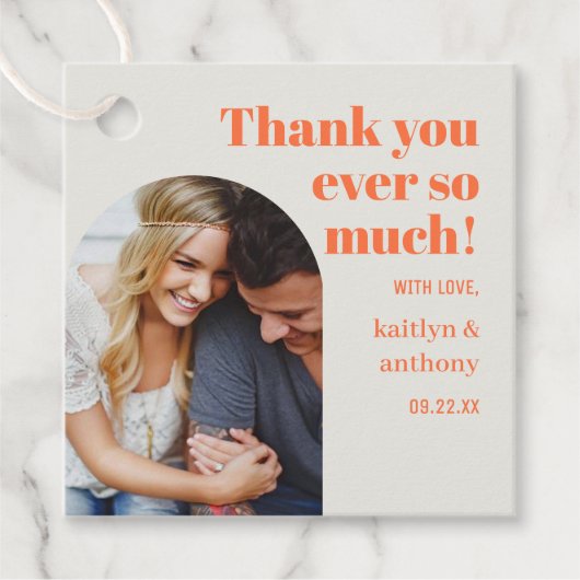 Nostalgisches Charm Retro Wedding Foto Geschenkanhänger (Vorderseite)