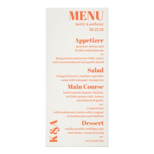 Nostalgisches Charm Retro Wedding Menü (Vorne)