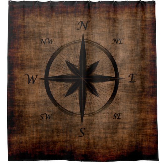 Nostalgisches Design der alten Compass-Rose Duschvorhang (Vorderseite)